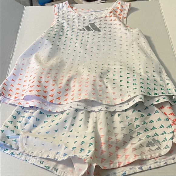 Adidas Kids' White Set with Colorful Triangle Accents